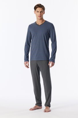 Schiesser Heren Pyjama Long fadeddenim 183938 XL/54