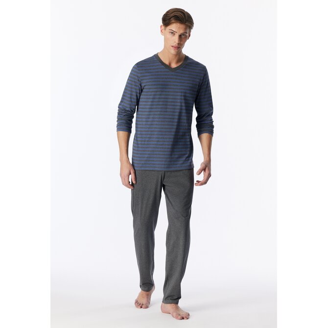 Schiesser Heren Pyjama Long fadeddenim 183938 L/52