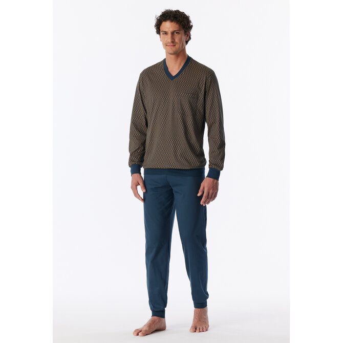Schiesser Heren Pyjama Long deepblue 181162 XL/54