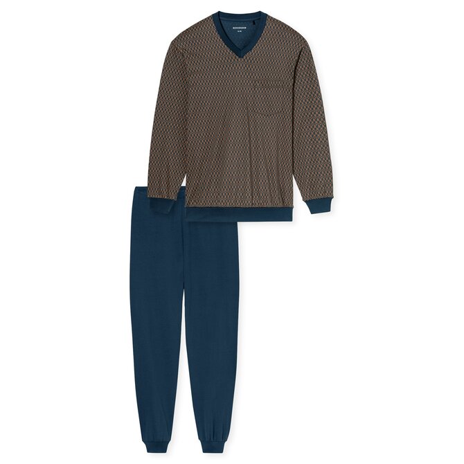 Schiesser Heren Pyjama Long deepblue 181162 XL/54