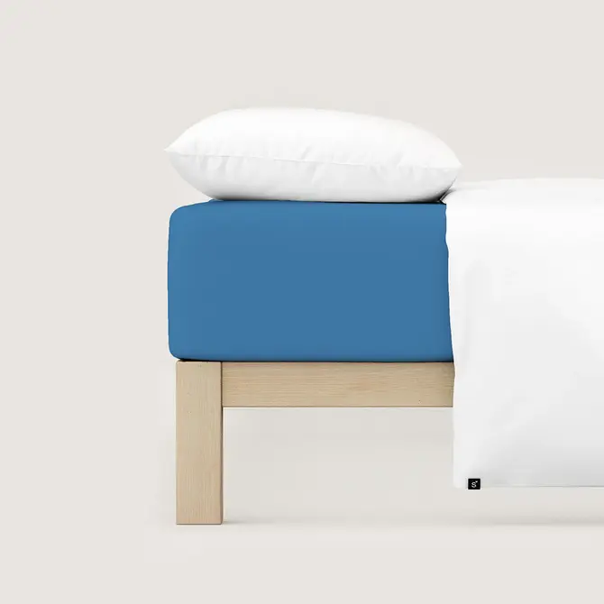 Schlafgut Pure Jersey Hoeslaken S - 90x190 - 100x220 615 Blue Mid