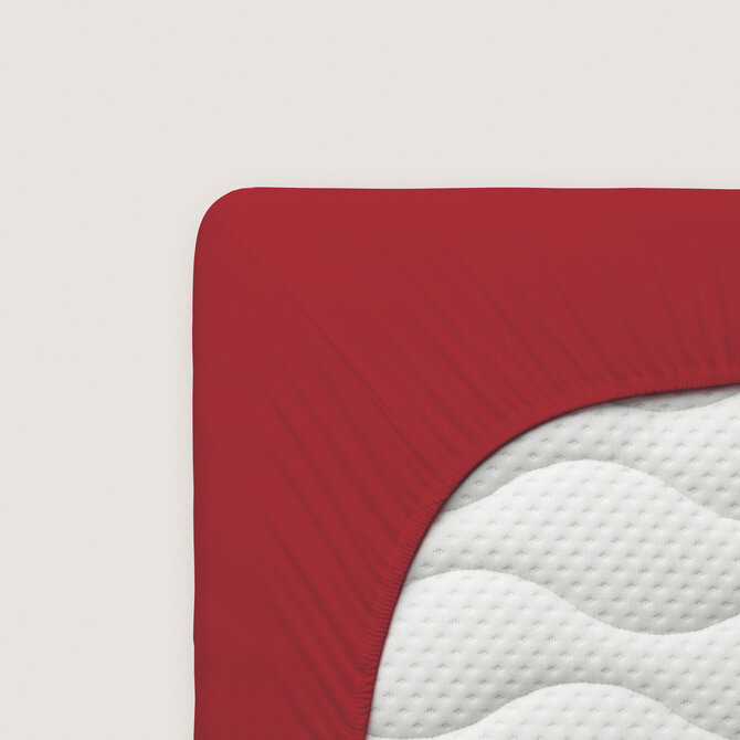 Schlafgut Pure Jersey Topper Hoeslaken S - 90x190 - 100x220 285 Red Deep