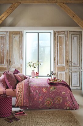 Pip Studio Dekbedovertrek Mumbai Evening Donker roze 200x200/220 cm