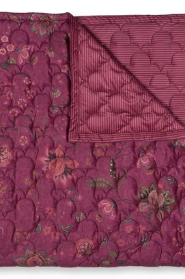 Pip Studio Mumbai Morning Velvet Quilt Donker roze 180x260 cm