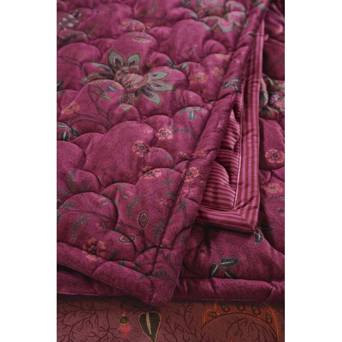 Pip Studio Mumbai Morning Velvet Quilt Donker roze 270x260 cm