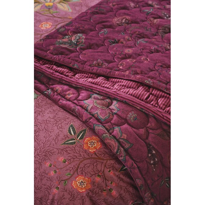 Pip Studio Mumbai Morning Velvet Quilt Donker roze 220x260 cm