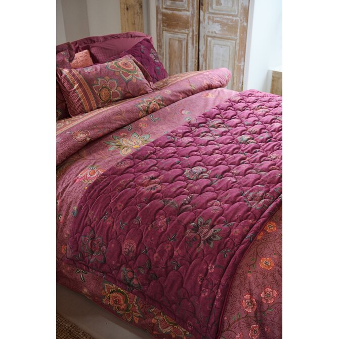 Pip Studio Mumbai Morning Velvet Quilt Donker roze 150x200 cm