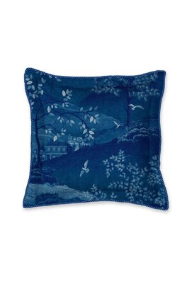 Pip Studio Sundara Wood Square Sierkussen Donkerblauw 45x45 cm