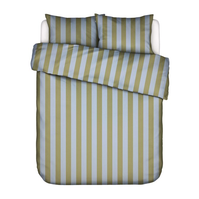 Essenza Minte Stripe Dekbedovertrek Cedar green - Ice blue 260x200/220