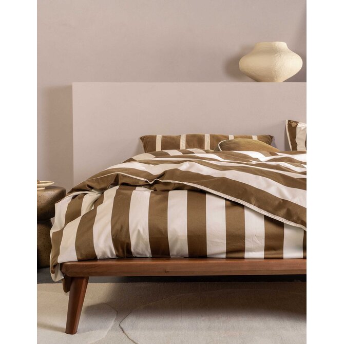 Essenza Minte Stripe Dekbedovertrek Slate brown - Vanilla 200x200/220