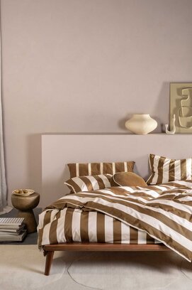 Essenza Minte Stripe Dekbedovertrek Slate brown - Vanilla 140x200/220