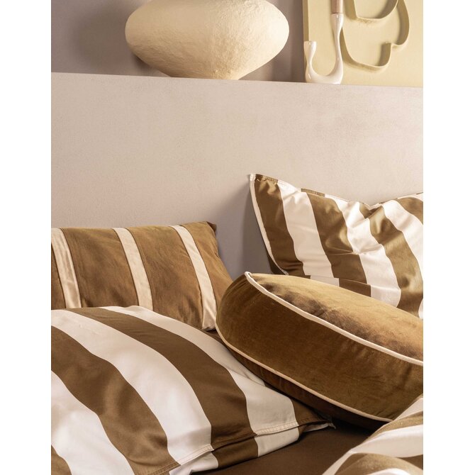 Essenza Minte Stripe Dekbedovertrek Slate brown - Vanilla 140x200/220