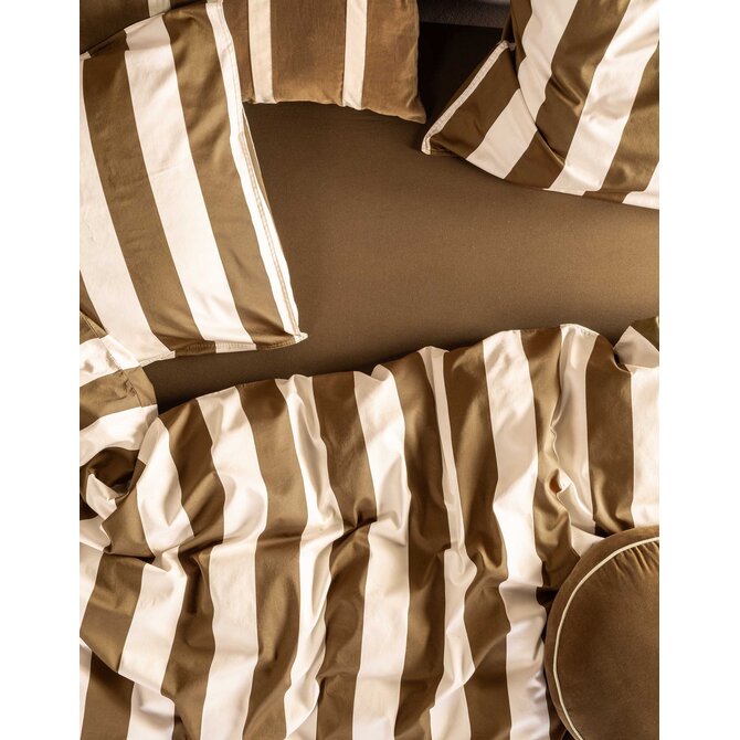 Essenza Minte Stripe Dekbedovertrek Slate brown - Vanilla 240x200/220