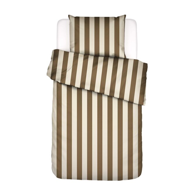 Essenza Minte Stripe Dekbedovertrek Slate brown - Vanilla 240x200/220