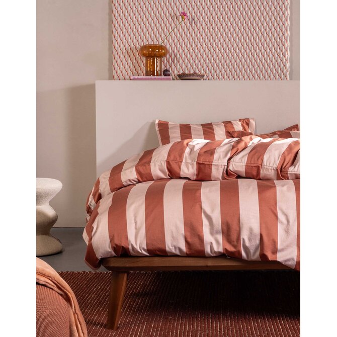 Essenza Minte stripe Dekbedovertrek Terracotta - Blush pink 140x200/220
