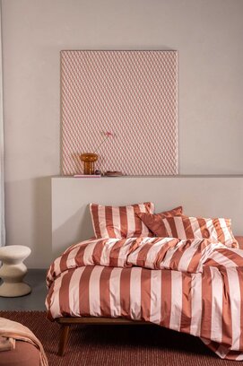 Essenza Minte stripe Dekbedovertrek Terracotta - Blush pink 260x200/220