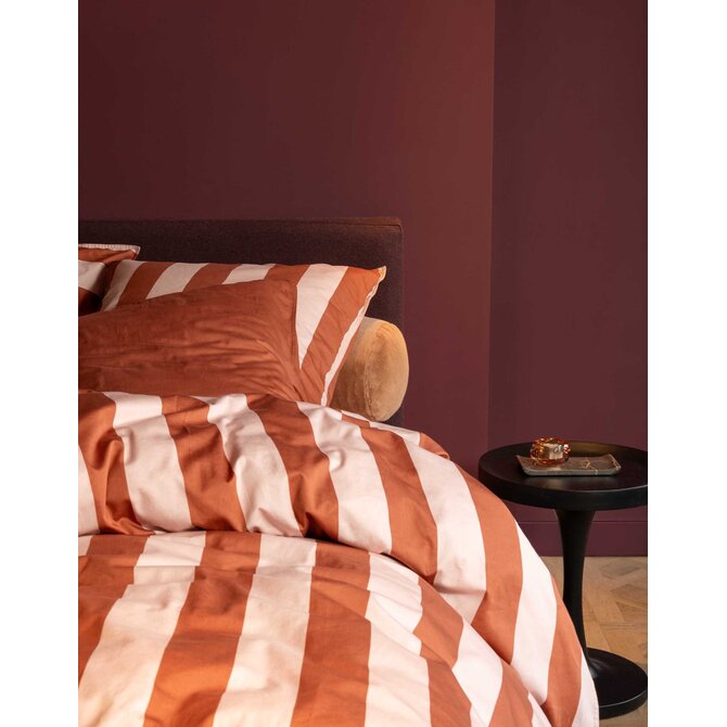 Essenza Minte stripe Dekbedovertrek Terracotta - Blush pink 260x200/220