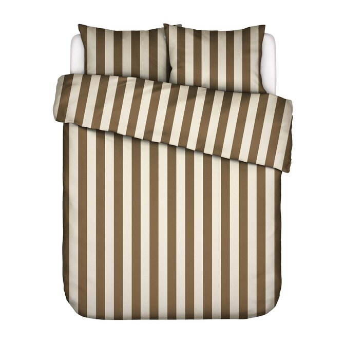 Essenza Minte Stripe Dekbedovertrek Slate brown - Vanilla 260x200/220