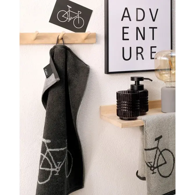 Cawö Postcard Towels 100 Gastendoekje Fahrrad / basalt 30x50
