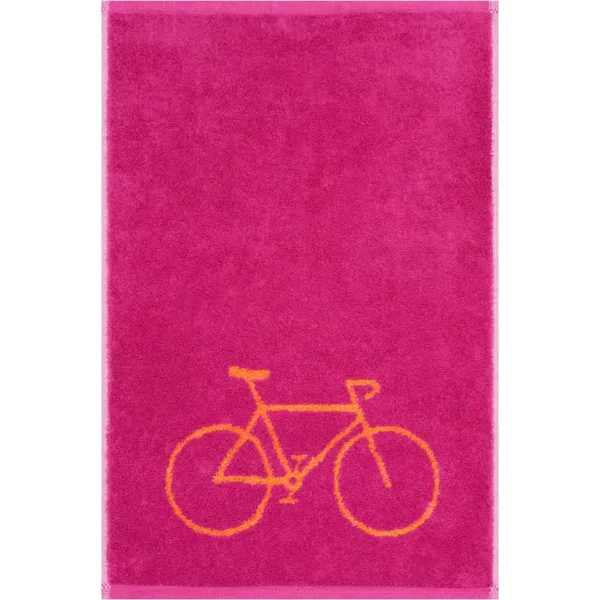 Cawö Postcard Towels 100 Gastendoekje Fahrrad / pink 30x50