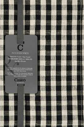 Cawö Linen Classics Karo Theedoek 538 zwart 50x70