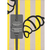 Cawö Prints & Stripes Croissants Theedoek 544 stein/geel 50x70