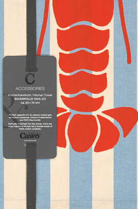 Cawö Prints & Stripes Hummer Theedoek 542 blauw/natuur 50x70