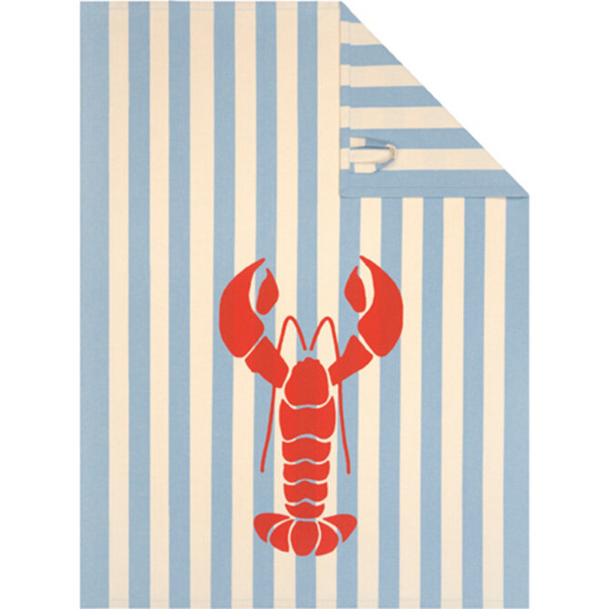 Cawö Prints & Stripes Hummer Theedoek 542 blauw/natuur 50x70