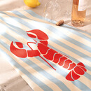 Cawö Cawö Prints & Stripes Hummer Theedoek 542 blauw/natuur 50x70