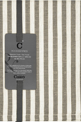 Cawö Linen Classics Streifen Theedoek 537 metal 50x70