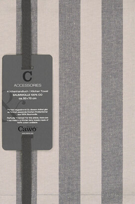 Cawö Prints & Stripes Streifen Theedoek 546 platin/grijs 50x70