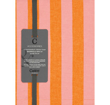 Cawö Prints & Stripes Streifen Theedoek 546 rosa/orange 50x70