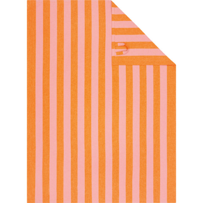 Cawö Prints & Stripes Streifen Theedoek 546 rosa/orange 50x70