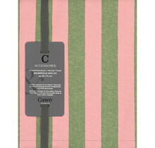 Cawö Prints & Stripes Streifen Theedoek 546 olive/rosa 50x70