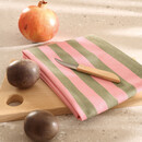 Cawö Cawö Prints & Stripes Streifen Theedoek 546 olive/rosa 50x70