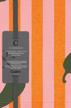 Cawö Prints & Stripes Pimentos Theedoek 545 rosa/orange 50x70