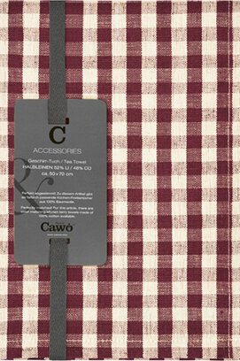 Cawö Linen Classics Karo Theedoek 538 burgundy 50x70