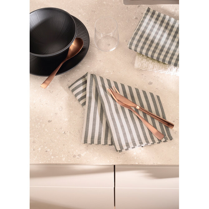 Cawö Linen Classics Karo Theedoek 538 metal 50x70