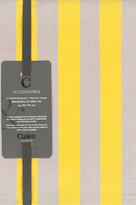 Cawö Prints & Stripes Streifen Theedoek 546 stein/geel 50x70