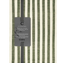 Cawö Linen Classics Streifen Theedoek 537 olive 50x70