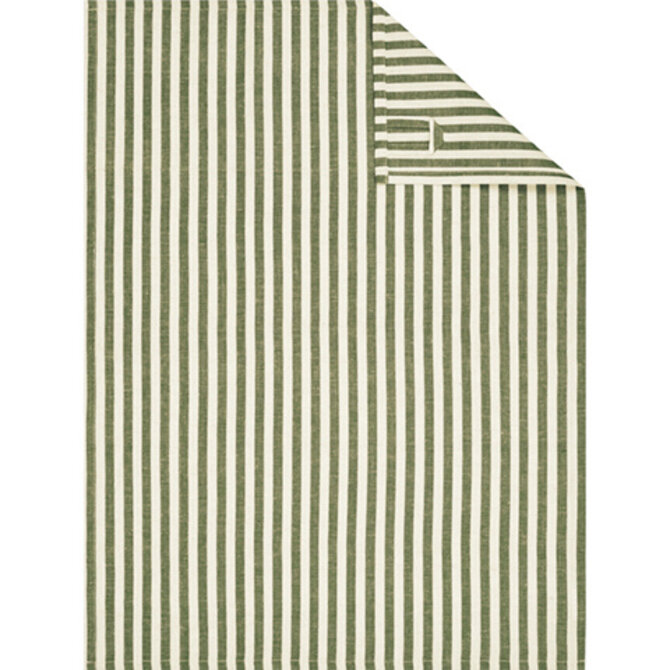 Cawö Linen Classics Streifen Theedoek 537 olive 50x70