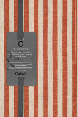Cawö Linen Classics Streifen Theedoek 537 koper 50x70