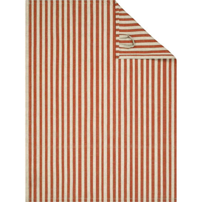 Cawö Linen Classics Streifen Theedoek 537 koper 50x70