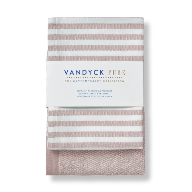 Vandyck Pure Kitchen sepiapink set handdoek + theedoek 60x60