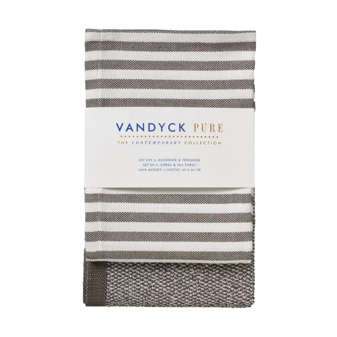 Vandyck Pure Kitchen handdoek + theedoek 60x60 Espresso set