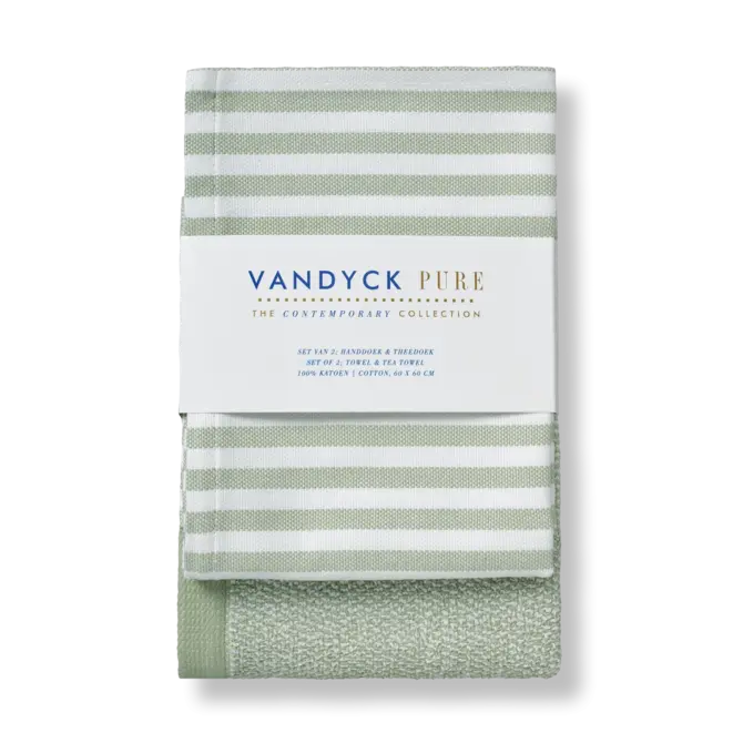 Vandyck Pure Kitchen smokegreen set handdoek + theedoek 60x60