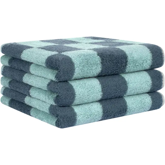 Cawö Weekend Karo 6297 Handdoek groen/petrol 50x100
