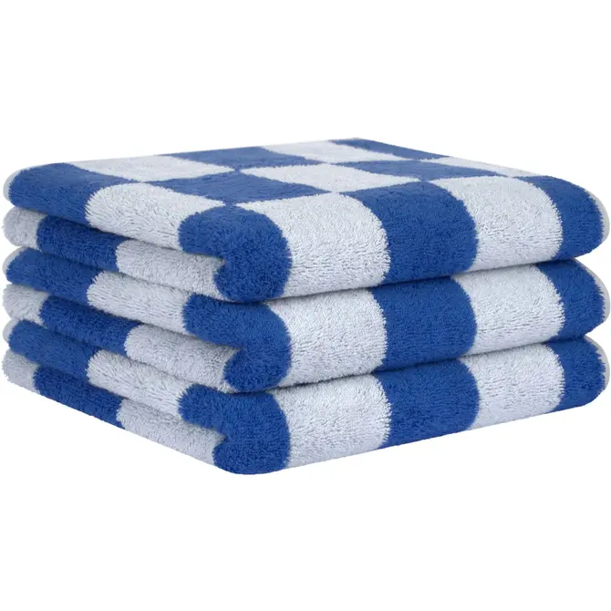 Cawö Weekend Karo 6297 Handdoek lichtblauw/kobalt 50x100
