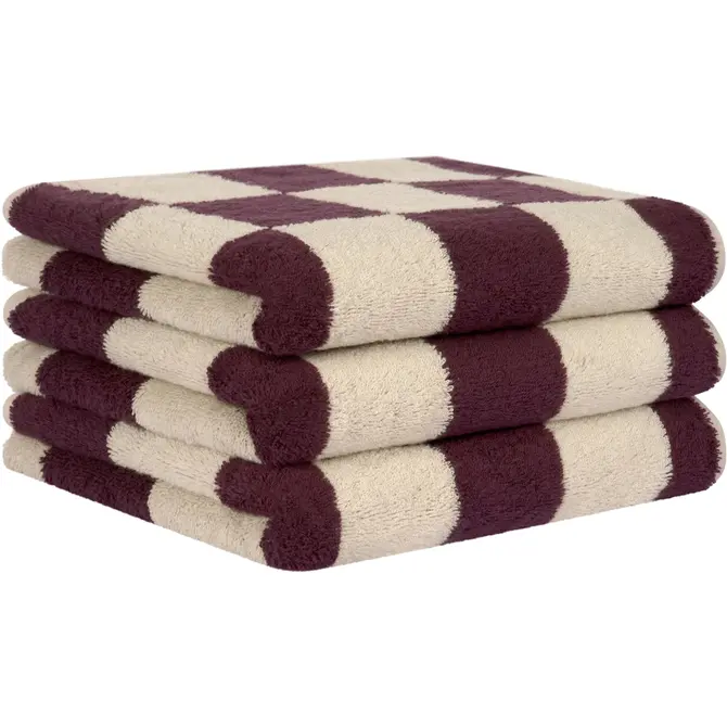 Cawö Weekend Karo 6297 Douchelaken natuur/burgundy 70x140