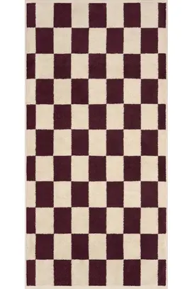 Cawö Weekend Karo 6297 Handdoek natuur/burgundy 50x100